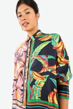 FARM RIO Mixed Scarves Shirtdress