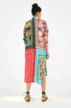 FARM RIO Mixed Scarves Shirtdress