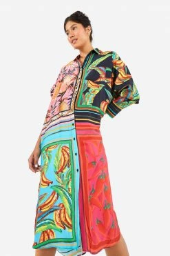 FARM RIO Mixed Scarves Shirtdress