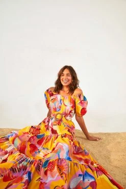 FARM RIO NEON MACAWS MAXI DRESS