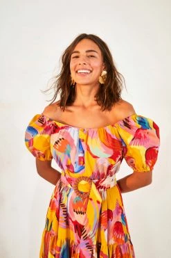 FARM RIO NEON MACAWS MAXI DRESS