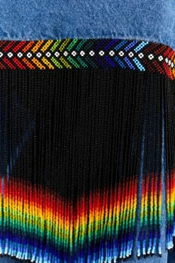 FARM RIO Outerwear YAWANAWA EMBROIDERED FRINGE DENIM JACKET