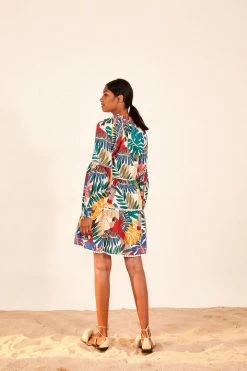 FARM RIO OFF WHITE MACAW MINI DRESS New In