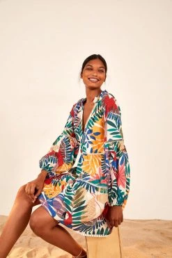 FARM RIO OFF WHITE MACAW MINI DRESS New In