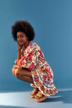 FARM RIO WHITE SPRING BANANAS BELTED MINI DRESS Most Loved