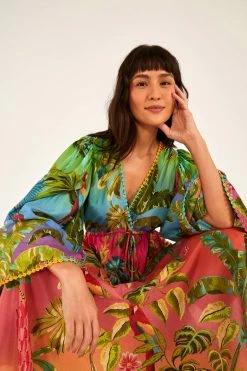 FARM RIO Most Loved Ombre Forest Ruffle Tunic Dress