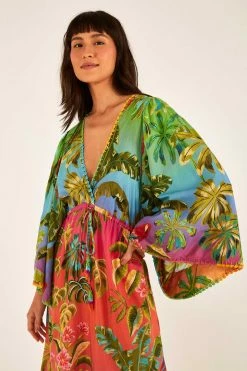 FARM RIO Most Loved Ombre Forest Ruffle Tunic Dress