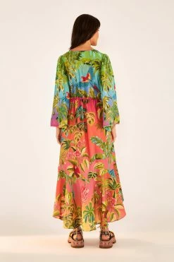 FARM RIO Most Loved Ombre Forest Ruffle Tunic Dress