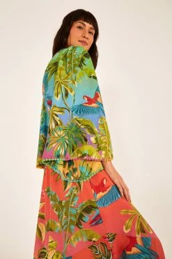 FARM RIO Most Loved Ombre Forest Ruffle Tunic Dress