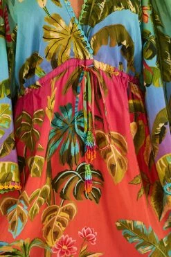 FARM RIO Most Loved Ombre Forest Ruffle Tunic Dress