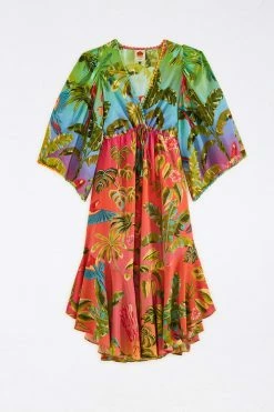 FARM RIO Most Loved Ombre Forest Ruffle Tunic Dress
