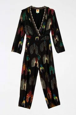FARM RIO WONDERFUL HEADDRESS LONG SLEEVE JUMPSUIT New In