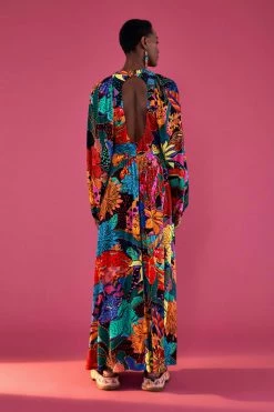 FARM RIO Most Loved Black Cool Leopards V Neck Maxi Dress