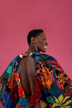 FARM RIO Most Loved Black Cool Leopards V Neck Maxi Dress