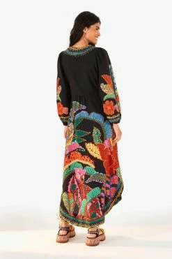 FARM RIO Black Cool Leopards Maxi Dress