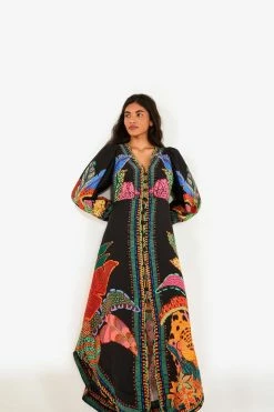 FARM RIO Black Cool Leopards Maxi Dress