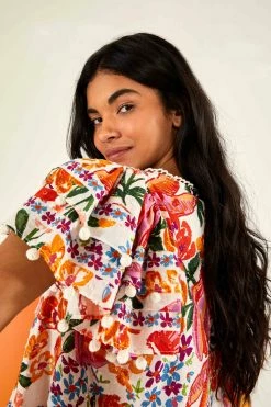 FARM RIO Most Loved WHITE SPRING BANANAS BLOUSE