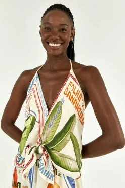 FARM RIO OUR STAMPS HALTER BLOUSE Most Loved