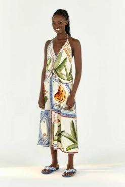 FARM RIO OUR STAMPS HALTER BLOUSE Most Loved