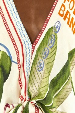 FARM RIO OUR STAMPS HALTER BLOUSE Most Loved