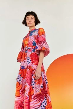 FARM RIO Most Loved LILAC COLORFUL PARTY MIDI DRESS