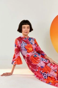 FARM RIO Most Loved LILAC COLORFUL PARTY MIDI DRESS