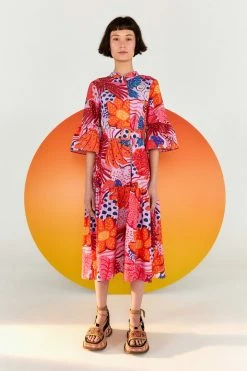 FARM RIO Most Loved LILAC COLORFUL PARTY MIDI DRESS