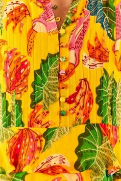 FARM RIO Yellow Beaks & Bananas Layered Mini Dress