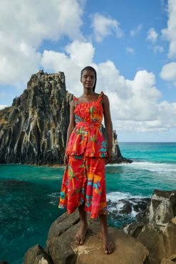 FARM RIO Red Ipanema Midi Dress New In