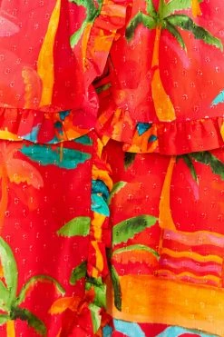 FARM RIO Red Ipanema Midi Dress New In