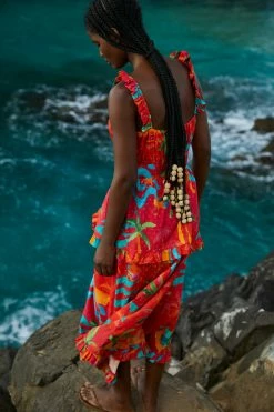 FARM RIO Red Ipanema Midi Dress New In