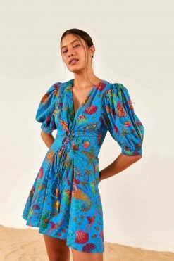 FARM RIO Blue Ocean Stories Mini Dress