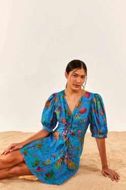 FARM RIO Blue Ocean Stories Mini Dress
