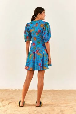 FARM RIO Blue Ocean Stories Mini Dress