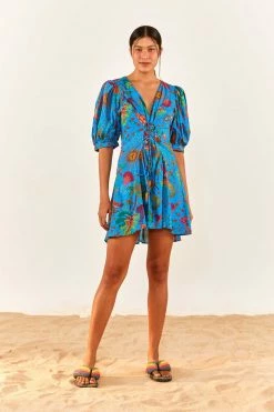 FARM RIO Blue Ocean Stories Mini Dress