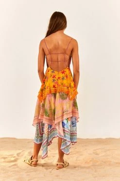 FARM RIO New In Mixed Scarves Layered Midi Dress