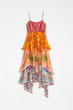 FARM RIO New In Mixed Scarves Layered Midi Dress