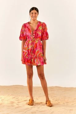 FARM RIO Fruit Brush Mini Dress New In