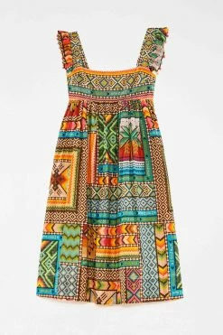 FARM RIO Banana Scarves Square Neck Maxi Dress New In