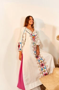 FARM RIO New In White Macaw Embroidered Maxi Dress