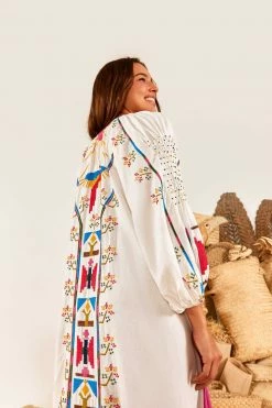 FARM RIO New In White Macaw Embroidered Maxi Dress