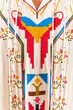 FARM RIO New In White Macaw Embroidered Maxi Dress