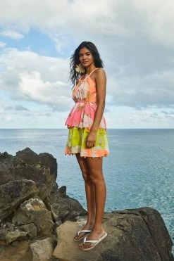 FARM RIO New In Mixed Neon Garden Layered Mini Dress