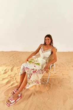 FARM RIO Delicate Forest Scarves Midi Dress New In