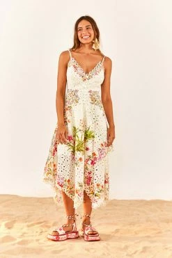 FARM RIO Delicate Forest Scarves Midi Dress New In