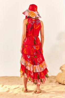 FARM RIO New In Red Mixed Fruits Ocean Maxi Dress
