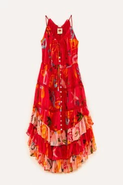 FARM RIO New In Red Mixed Fruits Ocean Maxi Dress