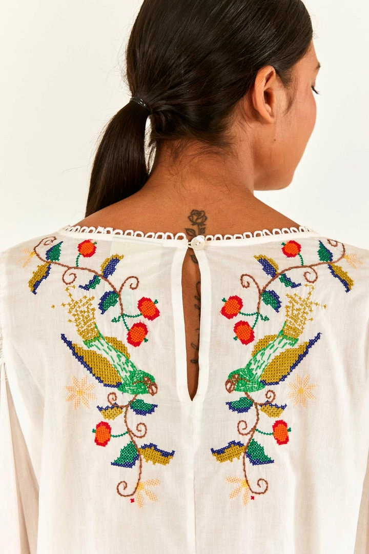 FARM RIO Pitanga Embroidered Blouse New In