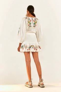 FARM RIO New In Pitanga Embroidered Mini Skirt