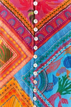 FARM RIO Mixed Scarves Button-Down Mini Dress